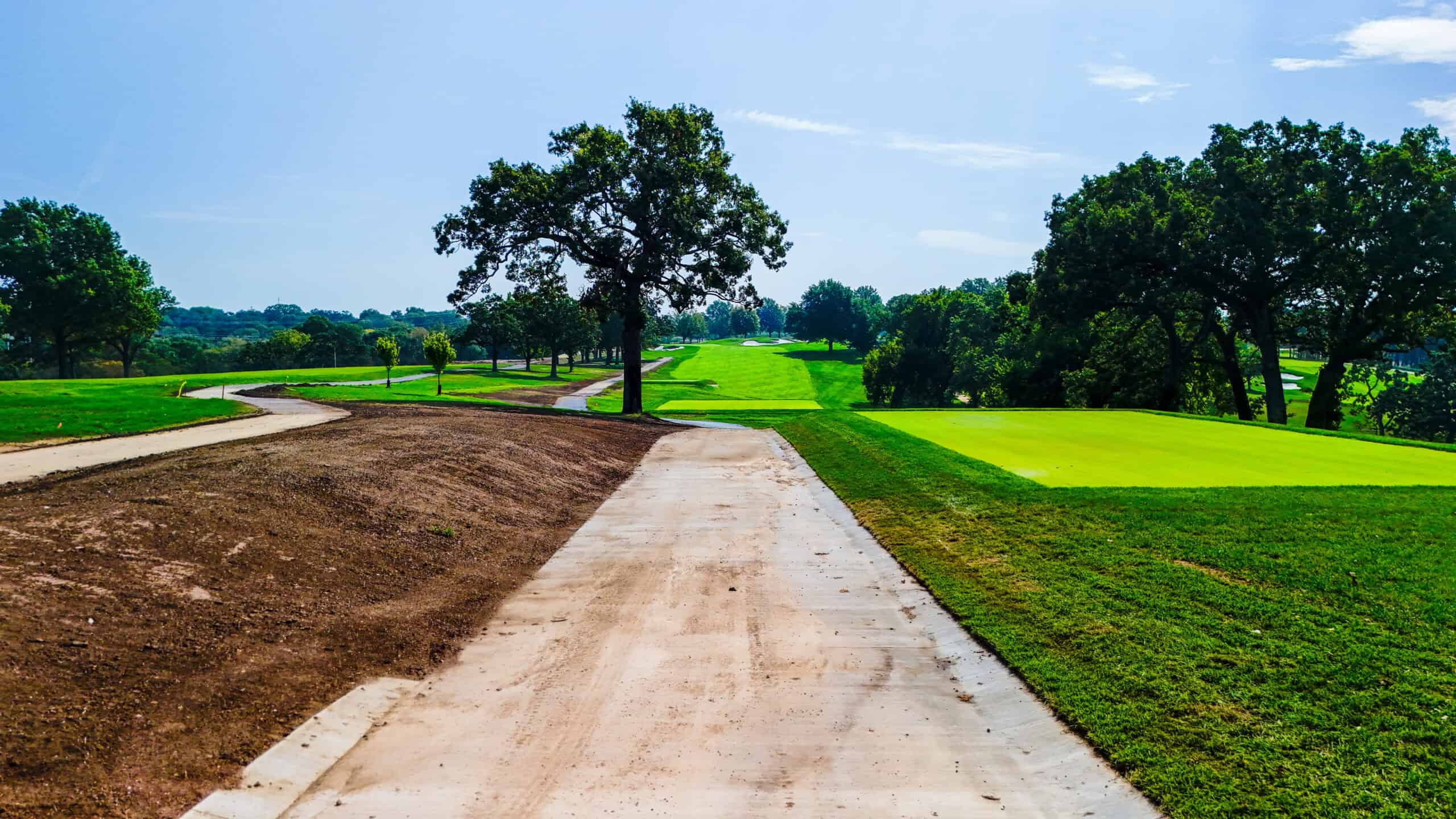 Close up of golf course renovation work in progress